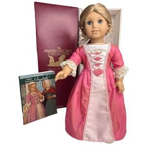 American Girl Elizabeth Doll In Meet Outfit Pleasant Co Earrings Book Shoes Box
